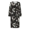 thumbnail image 4 of FKELYI Black Spiderweb Bat Star Print Women Zip Up Robe Nightgowns House Coats Full Length Soft House Dress Long Sleeve Bathrobe with 2 Pockets Nightwear, M, 4 of 6