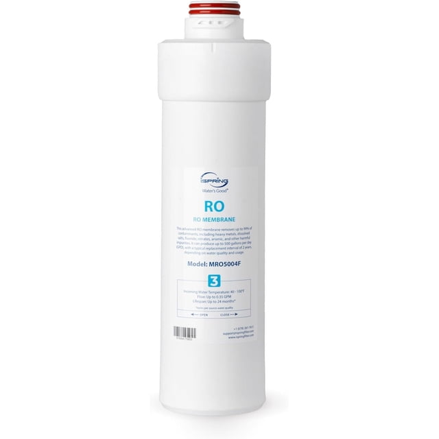iSpring MRO5004F 3rd-Stage 500 GPD RO Membrane for RO5004F Series Tankless Reverse Osmosis System, Lasts up to 24 Months
