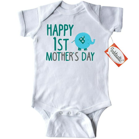 Inktastic Happy 1st Mother's Day Boy Infant Creeper Baby Bodysuit Kids First Kid New Mom Mommy Elephant Cute Gift One-piece