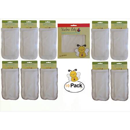 10 Bamboo/Organic Cloth Diaper & Potty Training Inserts, “No Hassle Stuffing”, 10 Pack Organic Cloth Wipes with Hemp & Bamboo by Kashmir