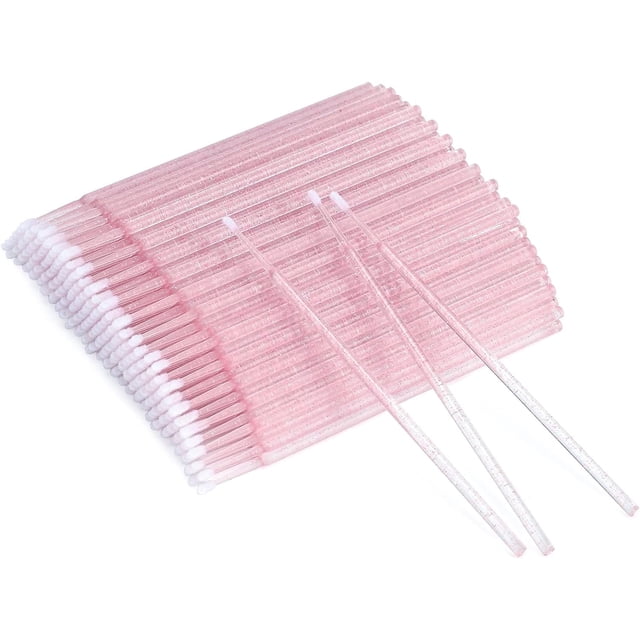 100Pcs Disposable Micro Brushes, Lightweight Micro Applicator Brushes, Crystal Pink Micro Brushes Disposable, Micro Lash Applicator for Cleanning or Make-up (Crystal Pink)