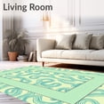 thumbnail image 2 of ODIKA 6'x9' Machine Washable Non-Slip Area Rug, Vintage Beach House with Sardine Shoal and Retro Wave Motifs High Traffic Rug with Pad, Teal, 705783, 2 of 8