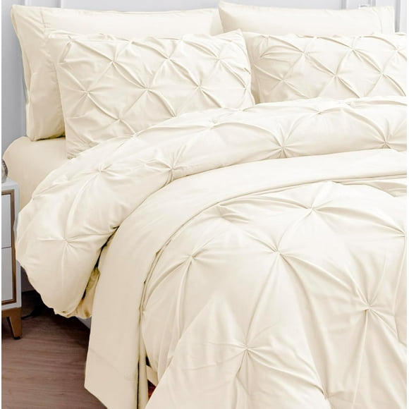 Queen Comforter Set- 7 Pieces Bed in a Bag - Queen Bedding Set with Comforters, Sheets, Pillowcases & Shams, Bedding Set - Mineral