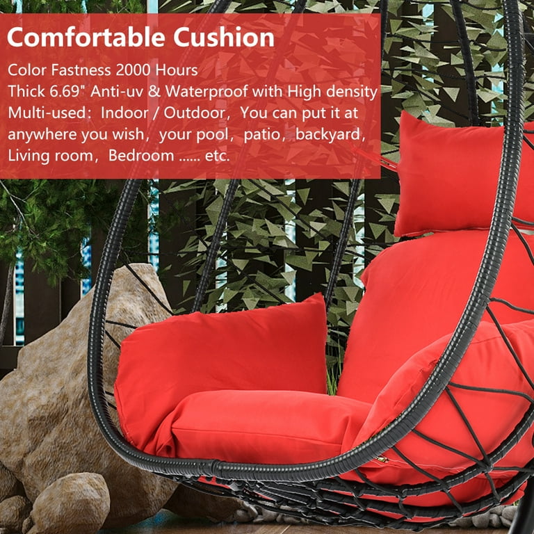Wicker Egg Hanging Chair Indoor Outdoor Swing Egg Chair with