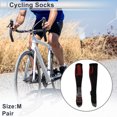 thumbnail image 2 of Calcetines de ciclismo Unique Bargains, transpirables, absorbentes de sudor, rojo y negro, tamaño M, 1 par, rayas de color, 2 of 7