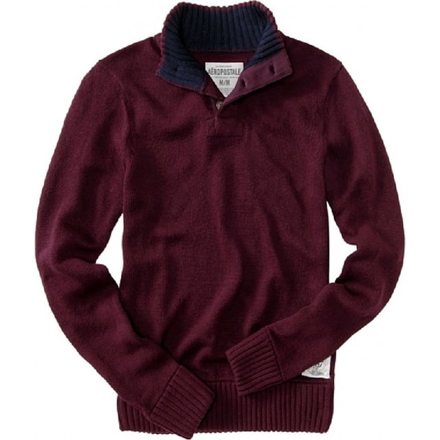 Aeropostale suéter henley de 3 botones para hombre, rojo, extragrande