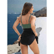 thumbnail image 5 of Traje de Baño de una Pieza para Mujer, Ajustado, Cruzado, Sin Espalda, Negro y Verde, Talla S, 5 of 6