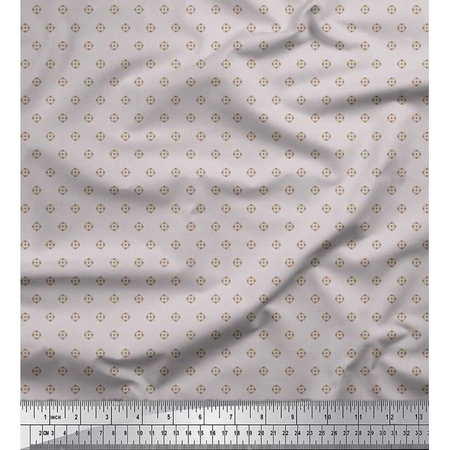 Soimoi Poly Georgette Fabric Dot & Heart Shirting Print Fabric by The Yard 52 Inch Wide