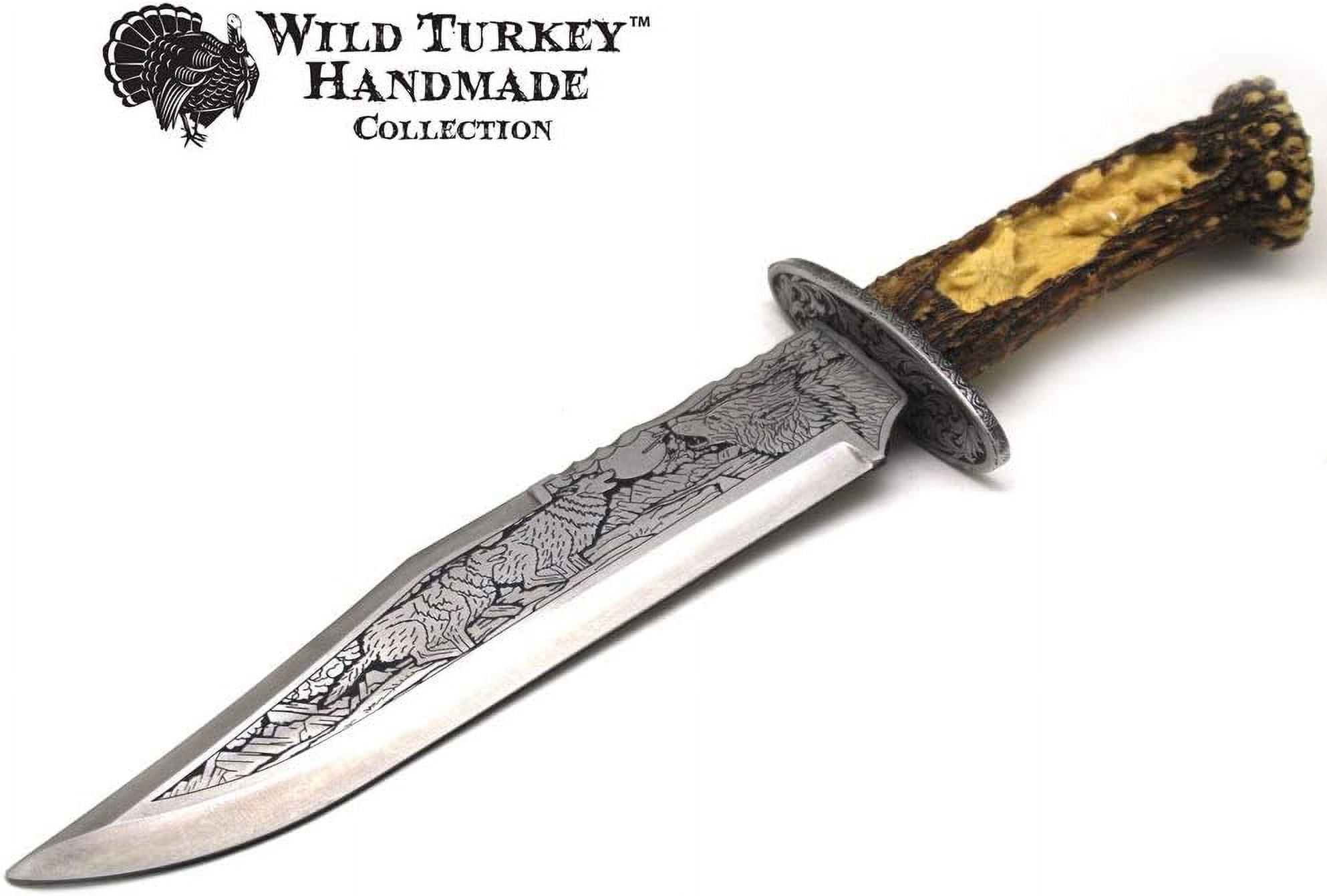 Wild Turkey Handmade Antler Display Knife (Wolf)