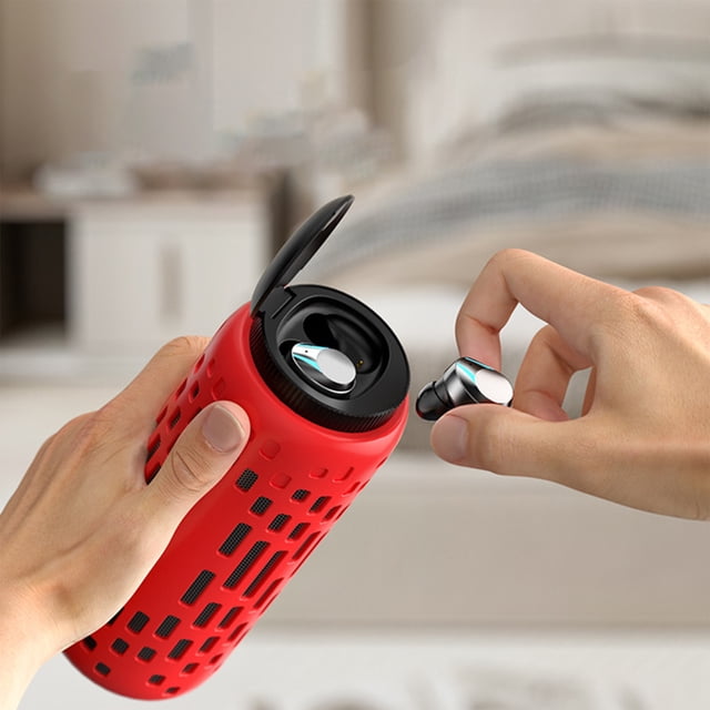 Bluetooth Écouteurs, Écouteurs Audio Bluetooth d'Extérieur en un Seul Éclairage RVB Cool, Écouteurs et Haut-Parleur Sans Fil Tactiles, Rouge