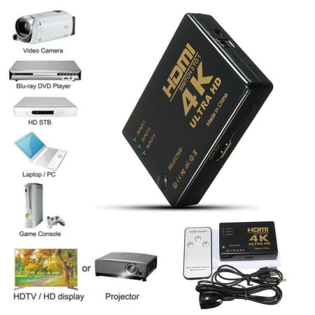 U ltra HD 4K*2K 3 Ports H DMI Splitter 3in 1out Amplifier Full HD 1080P TV Switcher Box Adapter for HDTV DVD Xbox 360 PC + (B Best Tv Box)
