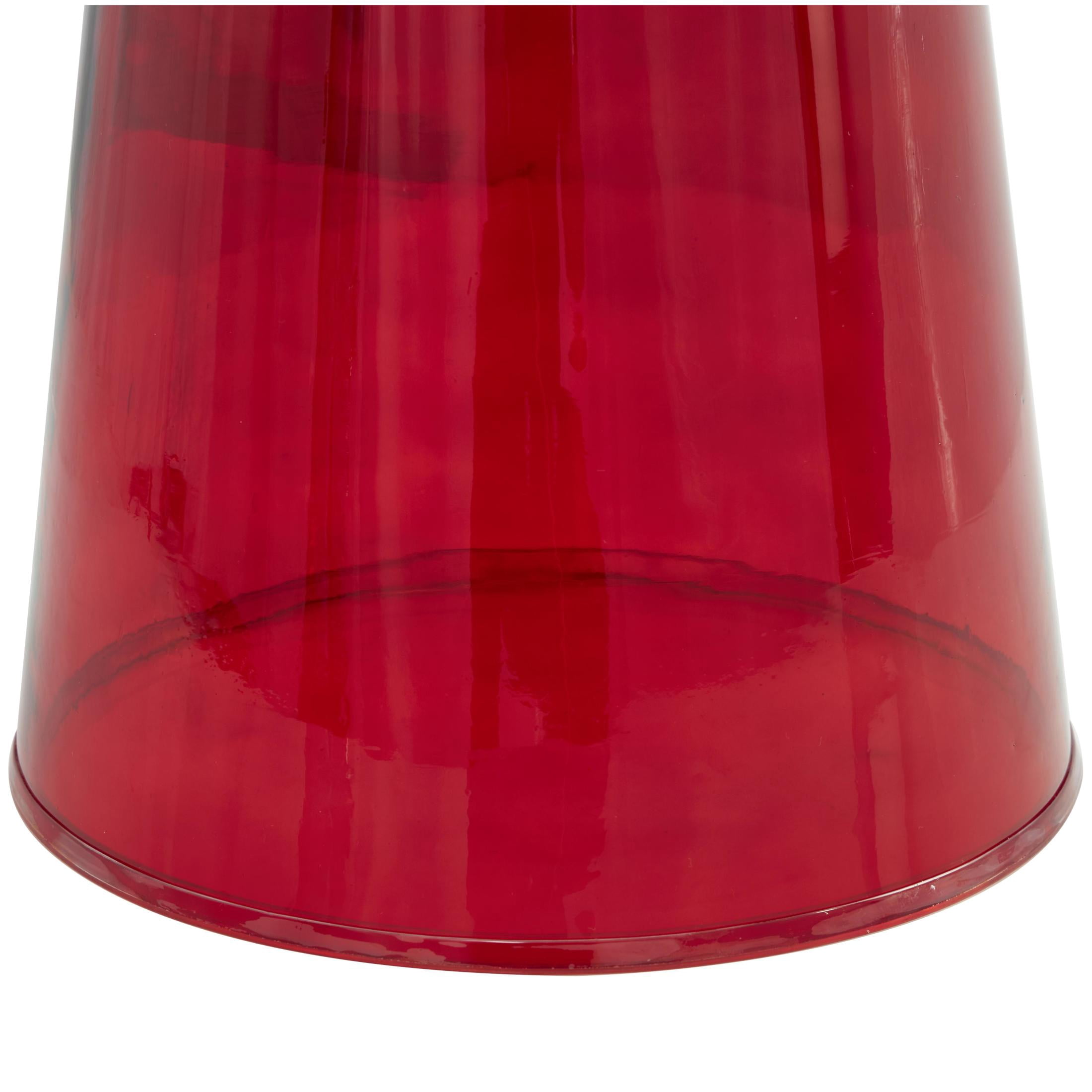 DecMode 14" x 20" Red Glass Modern Accent Table, 1-Piece