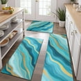 thumbnail image 2 of Blue Marble Gold Line Pattern Kitchen Rugs Sets Of 3,Kitchen Runner Rugs Non Skid Washable,Decorative Kitchen Floor Mats for Kitchen,Sink,Laundry,17"x30"+ 17"x47" + 17"x59", 2 of 6