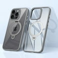 thumbnail image 2 of ShellTech for iPhone 15 Pro  Magnetic Ring Stand Case [Military Drop Protection] [Compatible with MagSafe] Matte Translucent Slim iPhone 15 Pro Case 6.1",Gray, 2 of 22