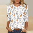 thumbnail image 2 of VKOYWKM 3/4 Sleeve Tops for Women Easter Shirts Cute Easter Bunny Eggs Graphic Tees Tops Crew Neck Loose Fit Holiday T-Shirts Happy Easter Shirt, 2 of 6