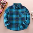 thumbnail image 2 of EnJoCho Plaid Shackets for Girls Boys Button Down Shirts Jackets Pockets Kids Flannel Shirts Spring Lapel Neck Blouse Top, 2 of 8
