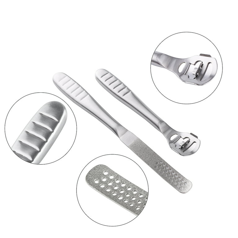 52 Pieces Callus Shaver Set, 50 Replacement Slices Blades 1 Stainless Steel  Callus Shaver and 1 Foot File Head Foot Care Tools Hard Dry Skin Remover