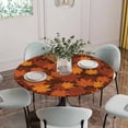 thumbnail image 5 of Orange Fall Round Tablecloth for 36-44 Inch Tables,Fitted Table Cover with Elastic Edge,Autumn Maple Leaf Botanical Thanksgiving Waterproof Outdoor Table Cloth Protector for Patio Garden Dinner, 5 of 9