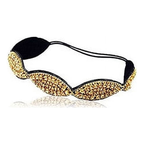 Gold Rhinestone Scallop Headband, Gatsby, Wedding, Fashion, Bohemian, Egyptian, with Style Guide and Nonslip Velvet Backing