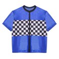 thumbnail image 3 of Alvivi Kids Race Car Driver Costume for Boys Girls Short Sleeve Zipper Checkerboard Shirt Top Royal Blue 4, 3 of 5
