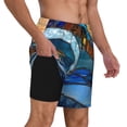 thumbnail image 2 of Daiia Stained Glass Ocean Wave Mens Swim Trunks Swim Shorts Quick Dry Swim Shorts with Mesh Lining Pockets-Medium, 2 of 9