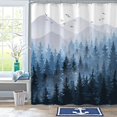 thumbnail image 5 of Blue Misty Forest Shower Curtain Ombre Light Navy White Waterproof Fabric Shower Curtains for Bathroom Nature Pine Tree Mountain Woodland Decorative Bath Curtain with Decor (72'''' × 72''''), 5 of 6