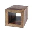 thumbnail image 2 of Cube Shape Rosewood Side Table With Cutout Bottom, Brown, 2 of 7