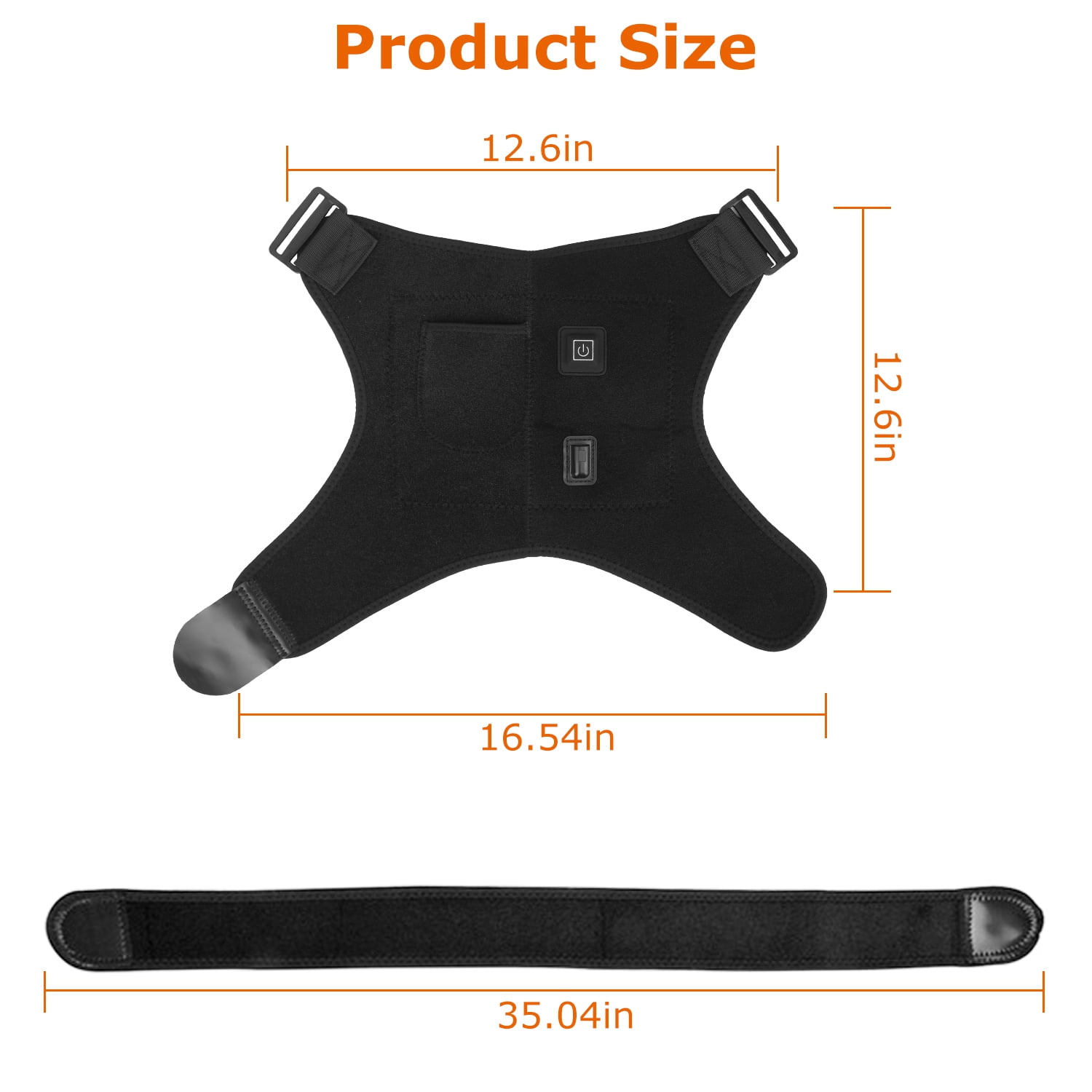 Heated Shoulder Brace, Teqhome Portable Heated Shoulder Wrap Pad Brace Support Therapy Belt, Electric Heating Pad Heating Wrap for Shoulder Muscle