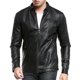 thumbnail image 3 of Chaqueta de cuero sintético lavable de alta calidad para hombre, abrigo de cuero estilo locomotora con cuello alto para hombre, 3 of 5