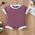 thumbnail image 2 of POINTERTECK Baby Summer Romper  Infant Toddler Color Contrasts Ribbed Short Sleeve Crew Neck One-Piece Bottom Jumpsuit, 2 of 6