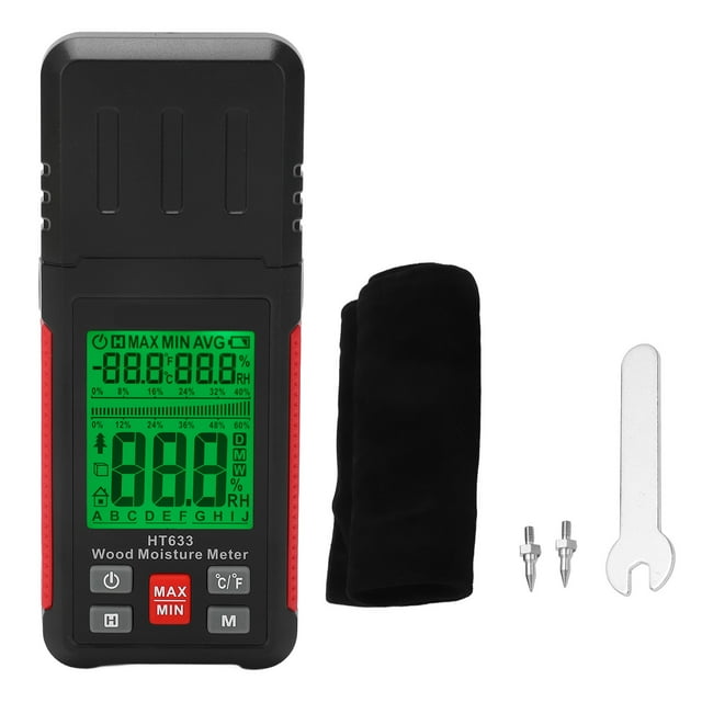 Medidor de humedad de madera, comprobador digital, detector de humedad para leña, madera, yeso, papel y suelos.
