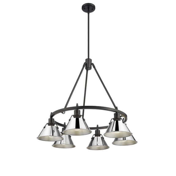 3306-6 BLK-CH-Golden Lighting-Orwell - 6 Light Chandelier-20.38 Inches Tall and 29 Inches Wide-Matte Black Finish-Chrome Shade Color