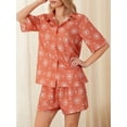 thumbnail image 3 of Biezeib Women’s Casual 2 Piece Outfits Fashion Graphic Short Sleeve Button Down Shirt + Shorts Set Loungewear, 3 of 6