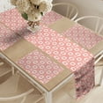 thumbnail image 2 of Ambesonne Coral Table Runner & Placemats, Vintage Art Deco Pattern, Placemat 4 pcs + Runner 16"x72", Coral Pale Coral White, 2 of 2