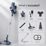 PrettyCare Cordless Stick Vacuum Cleaner, 38KPA 50mins 2600mAh 6-in-1 Lightweight Upright for Carpet Hard Floor Pet Hair W200 Upgraded