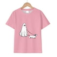 thumbnail image 4 of CAUYDY Halloween Shirts for Kids Toddler Pumpkin Face Ghost Dino Cotton Halloween Tshirt for Boys and Girls(Pink,8-10 Y), 4 of 4