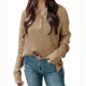 thumbnail image 1 of Blusa de mujer con botones de manga larga y hombros caídos, blusa de corte informal transpirable a la moda para mujer, color caqui S, 1 of 6