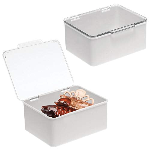 Clear mDesign Stackable Plastic Bath Vanity Countertop Storage Organizer Box 