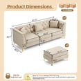 thumbnail image 3 of EHANCIS 81.5" Modular Chesterfield Leather Sofa with 2 Ottomans, Tufted U-Shape & L-Shape Sectional Couch with Gold Trim for Living Room, Beige, 3 of 10