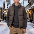 thumbnail image 7 of Boys Quilted Vest Outwear Warm Fashion Casual Full Zip Winter Sleeveless Jacket Brown 8, 7 of 7