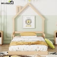 thumbnail image 4 of Bellemave Twin Size Floor Bed with House-shaped Headboard and Handrails Twin Wood Bed Frame with Wooden Slats Montessori House Bed Low Floor Bed(Twin,Natural), 4 of 11