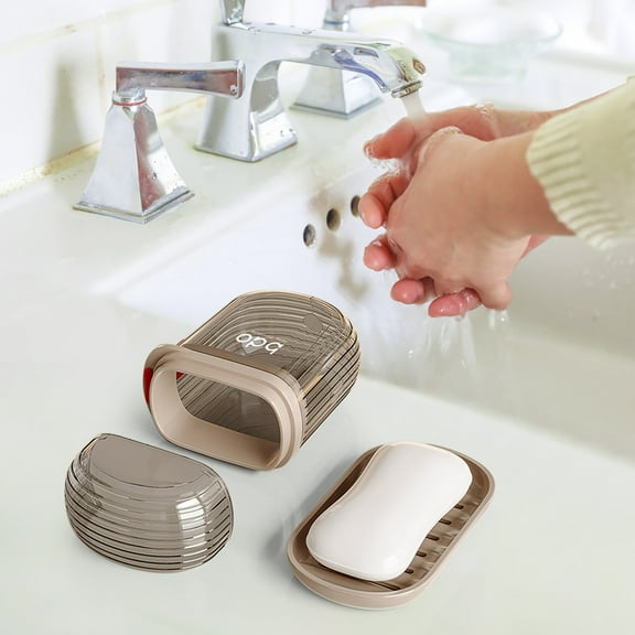 Nkmbld Portable Travel Soap Box, Leakproof Soap Container with Lid, Shatterproof Travel Soap Holder for Bathroom, Gym, Camping, Vacation, Gray