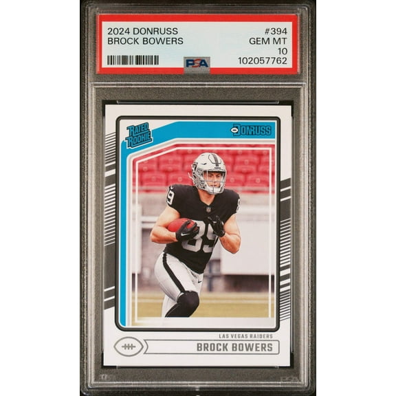 Graded 2024 Panini Donruss Brock Bowers #394 Rookie RC Football Card PSA 10 Gem Mint