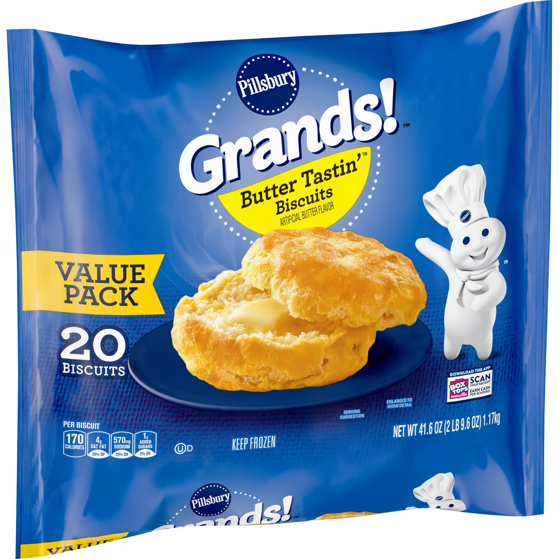 Pillsbury Grands! Butter Tastin' Frozen Biscuits, Value Pack, 20 ct., 41.6 oz.