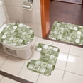 thumbnail image 6 of 3 Piece Bathroom Rug Set, Sage Green Crystal Flower Non Slip Bath Mat with Contour Toilet Mat and Lid Cover, Irregular Texture Absorbent Soft Shower Mats for Bathroom, 6 of 9