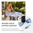 thumbnail image 4 of Round Outdoor Tablecloth with Umbrella Hole and Zipper, Blue Fish Scale Tablecloth with Elastic Waterproof, Coastal Nautical Undersea Cute Sketch Patio Table Covers for 55" - 60" Picnic Pool Tables, 4 of 9