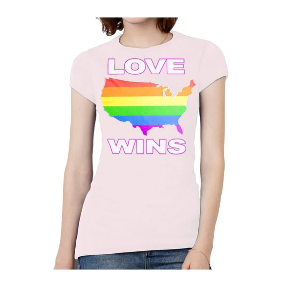 Womens Love Wins USA Short-Sleeve T-Shirt - Light Pink - Small