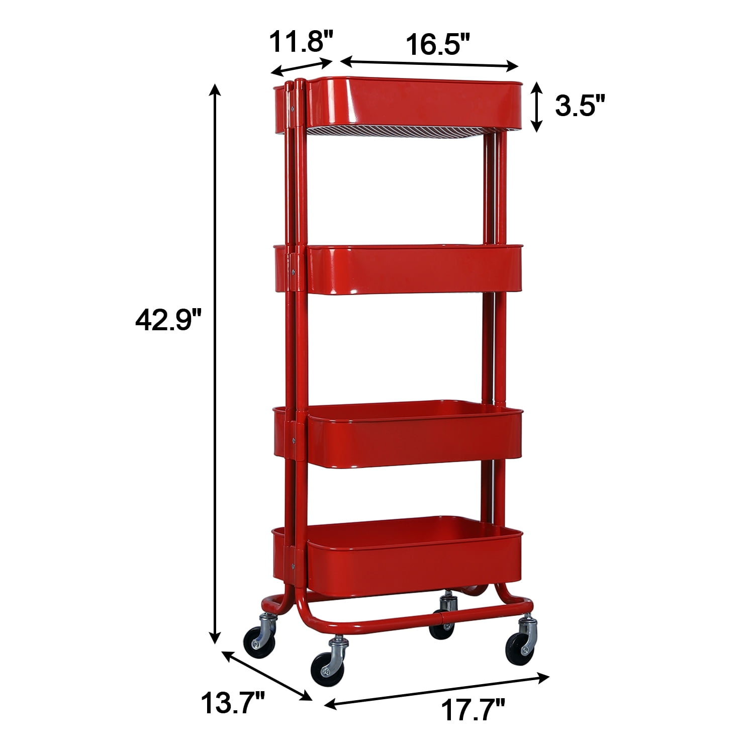 Details about   4Tier Rolling Utility Cart Basket Kitchen Bathroom Storage Rack Stand Tool Y801C 