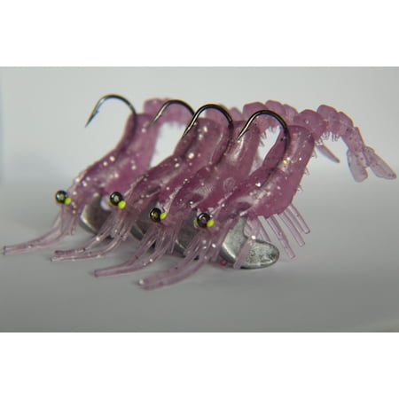 4 Piece Set Mojo Tackle Co. Artificial Shrimp Soft Plastic Lures Purple Rain