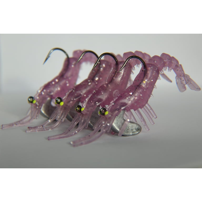 4 Piece Set Mojo Tackle Co. Artificial Shrimp Soft Plastic Lures  Purple  Rain